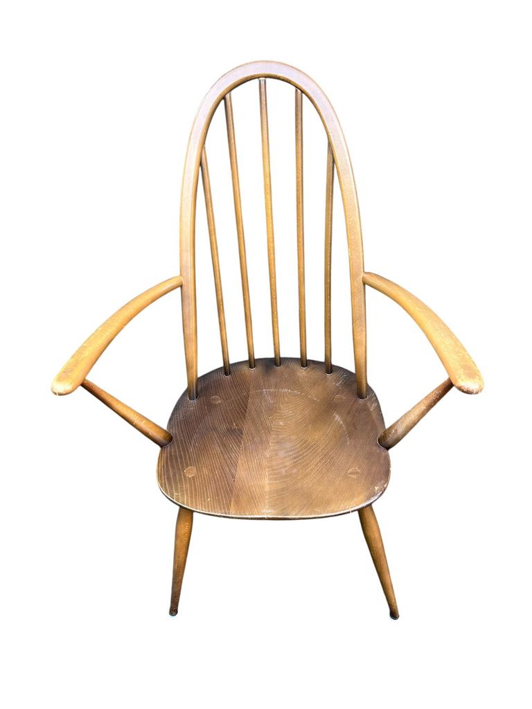 Vintage retro Ercol Quaker stoel met spijlen jaren 60, Huis en Inrichting, Stoelen, Gebruikt, Bruin, Vintage retro midcentury