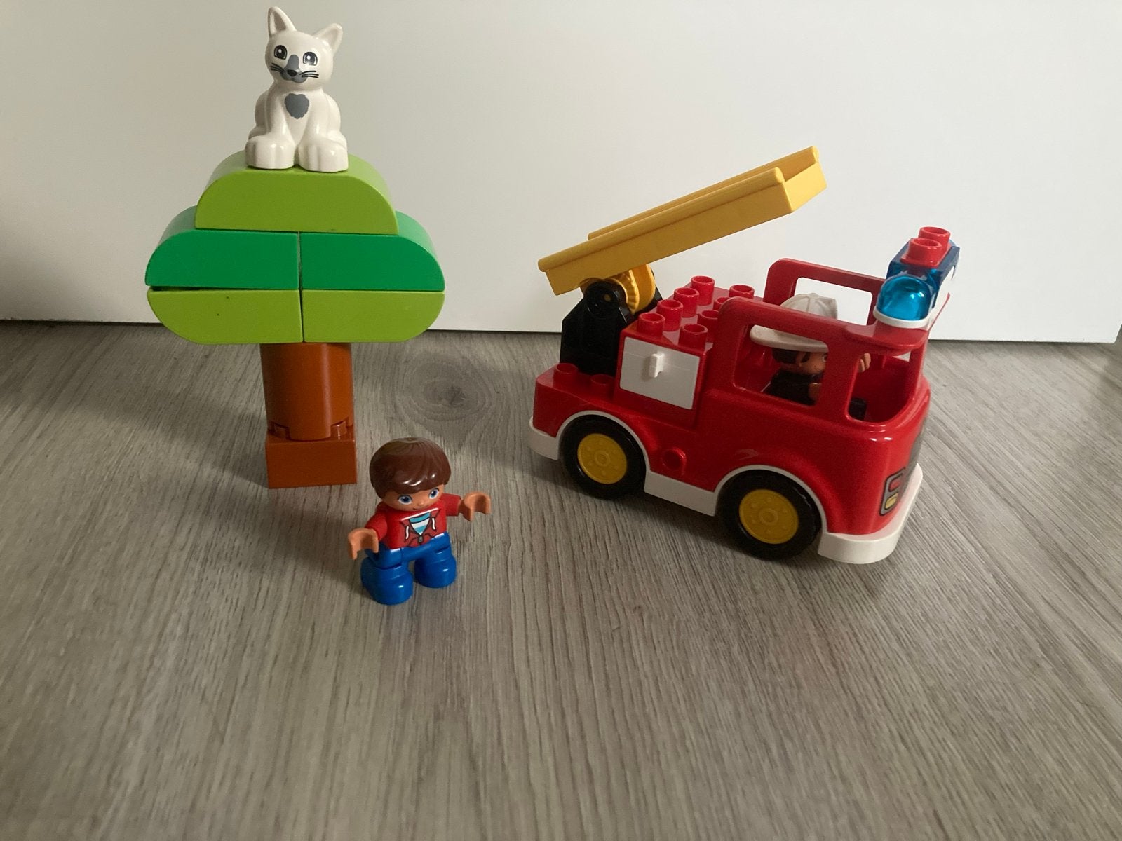 Duplo Brandweerwagen met figuur, boom en kat, Ophalen, Gebruikt, Overige merken