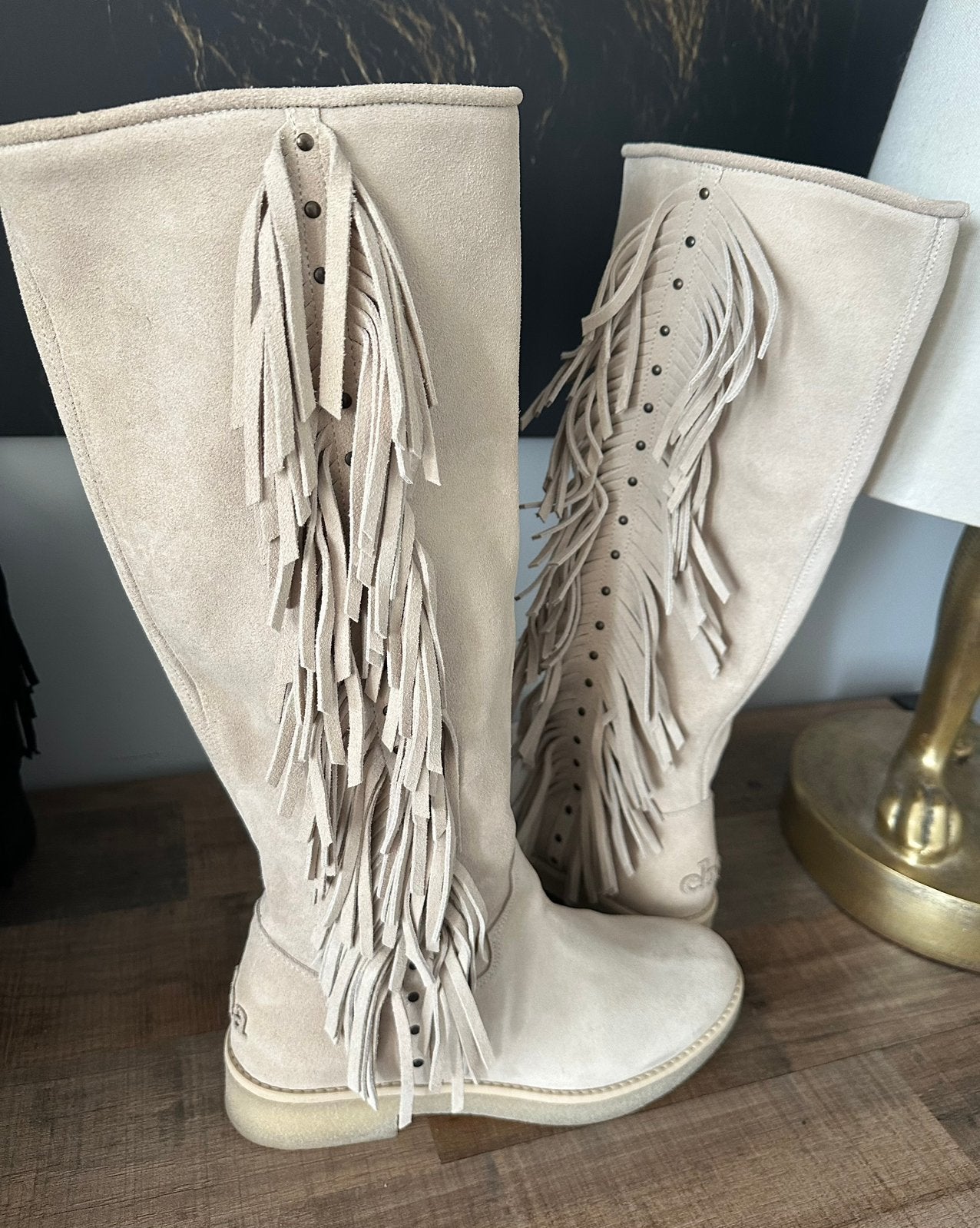 CHA label , suede franje laarzen  , maat 38, Hoge laarzen, Overige kleuren, Nieuw, Ophalen of Verzenden