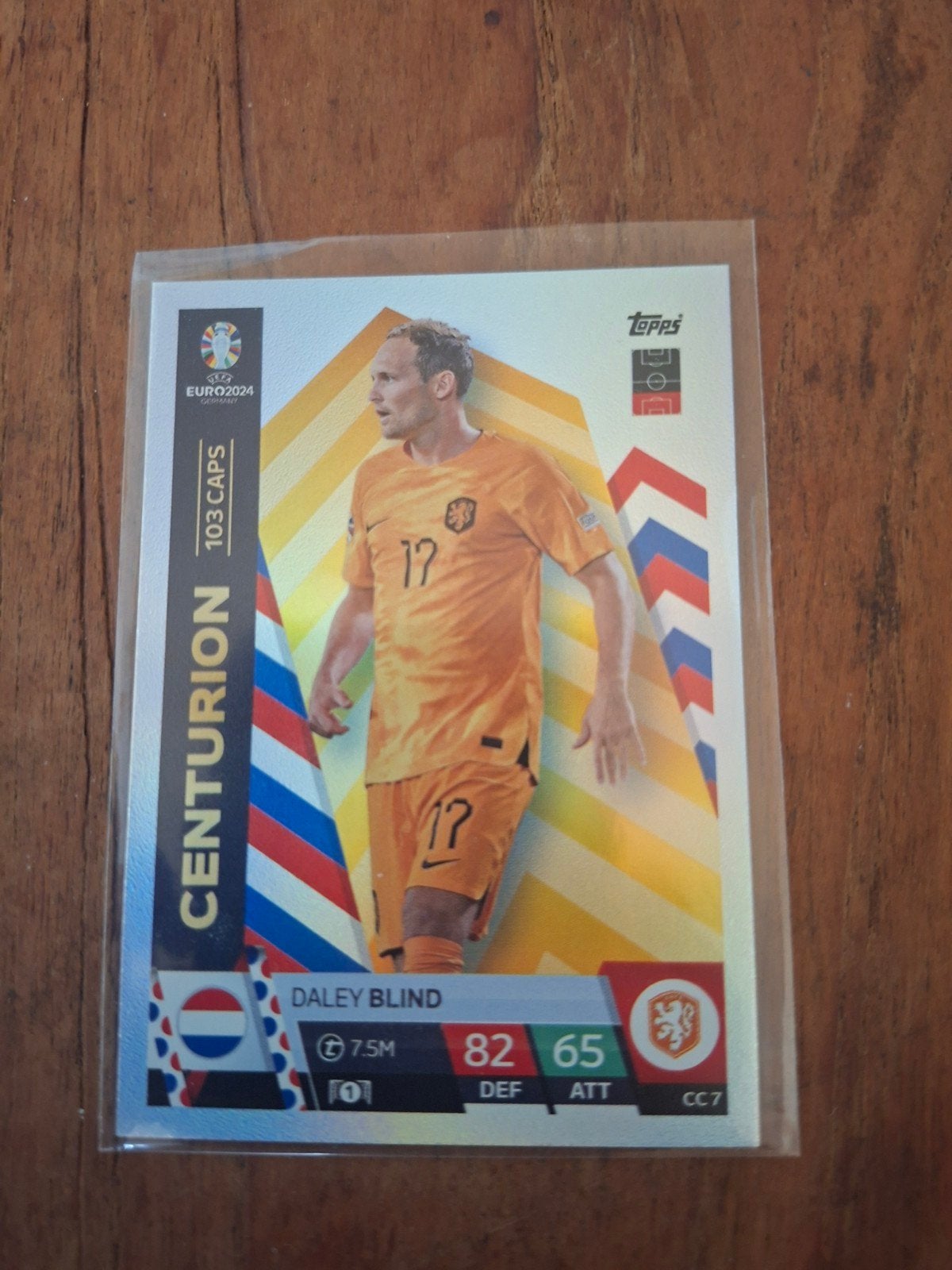 Topps EURO 2024 Centurion kaart Daley Blind, Ophalen of Verzenden, Zo goed als nieuw, Overige binnenlandse clubs, Spelerskaart