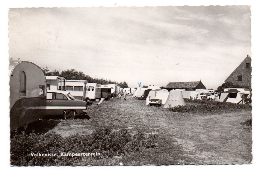 Valkenisse Kampeerterrein (caravans, auto, tent) 1961, Ophalen of Verzenden, 1960 tot 1980, Gelopen, Zeeland