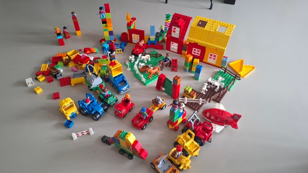 Lego Duplo Grote Set: Auto's, Boerderij & Dieren, Ophalen, Overige thema's, Zo goed als nieuw, Duplo