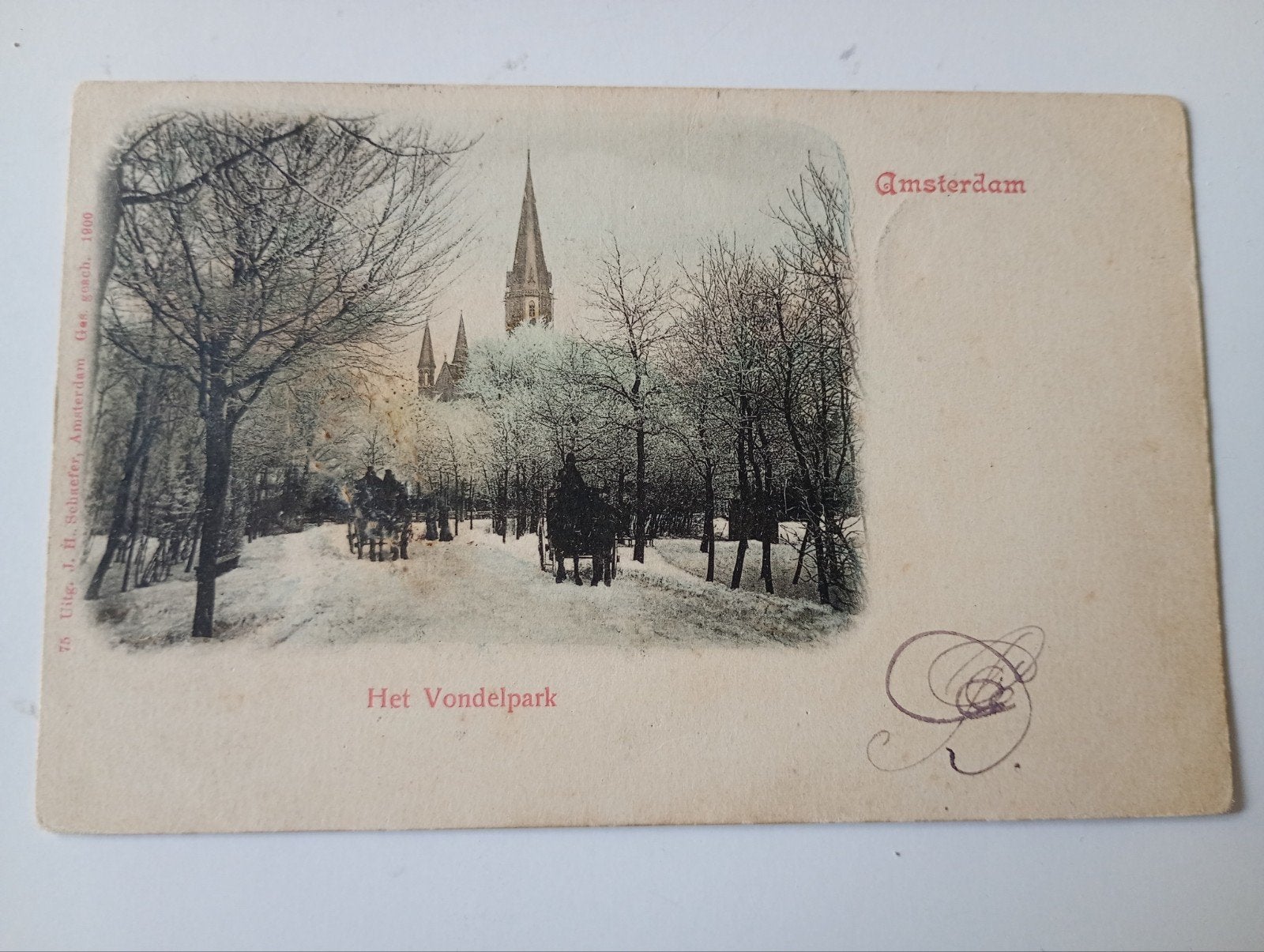 Amsterdam Vondelpark Koets Vondelkerk 1900, Ophalen of Verzenden, Voor 1920, Gelopen, Noord-Holland
