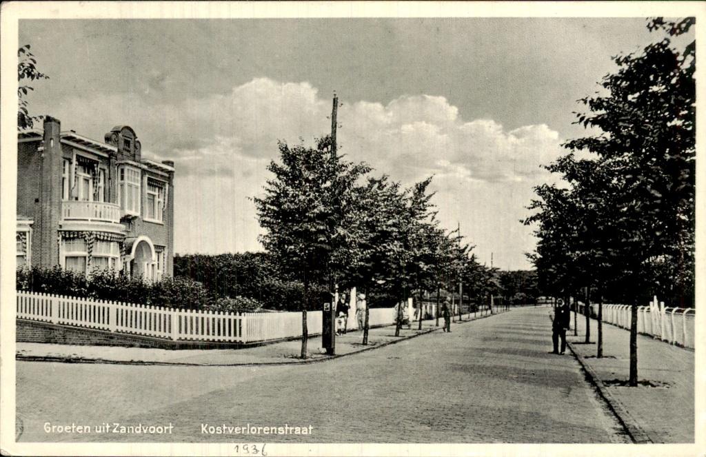 Zandvoort - Kostverlorenstraat - Straatzicht, Ophalen of Verzenden, 1920 tot 1940, Gelopen, Noord-Holland
