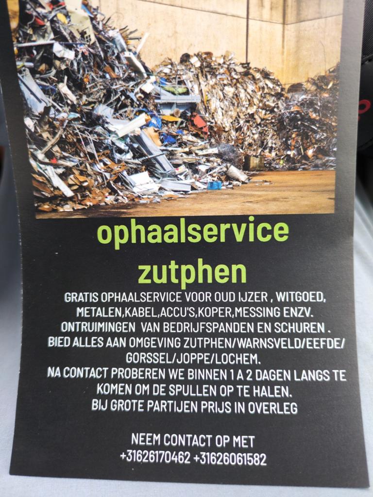 Ophaal service oud ijzer en Metaal, Ophalen of Verzenden