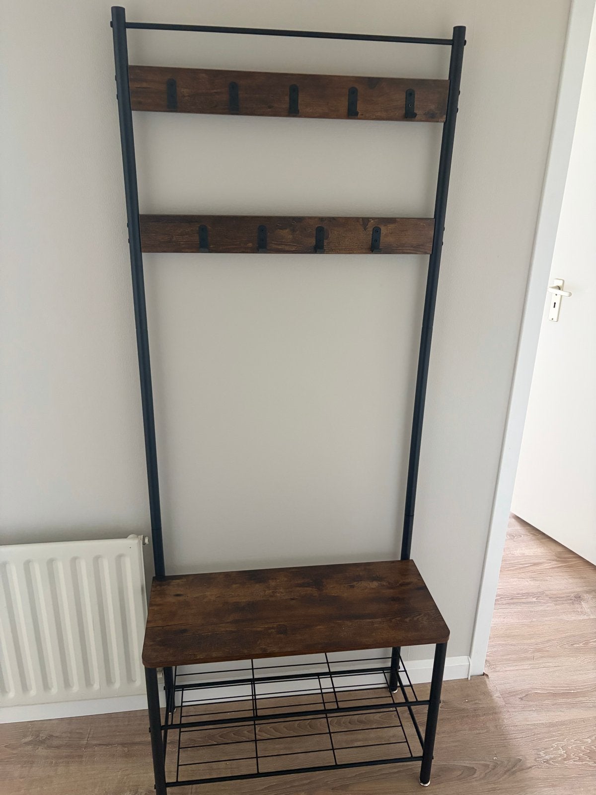 Kapstok met schoenenrek en zitbankje - Industrieel design, Huis en Inrichting, Woonaccessoires | Kapstokken, Ophalen, Nieuw, Metaal