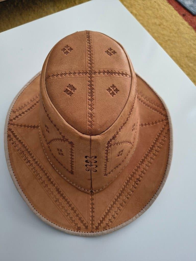 PRACHTIGE LEREN COWBOY HOED, Ophalen of Verzenden, Zo goed als nieuw, Hoed