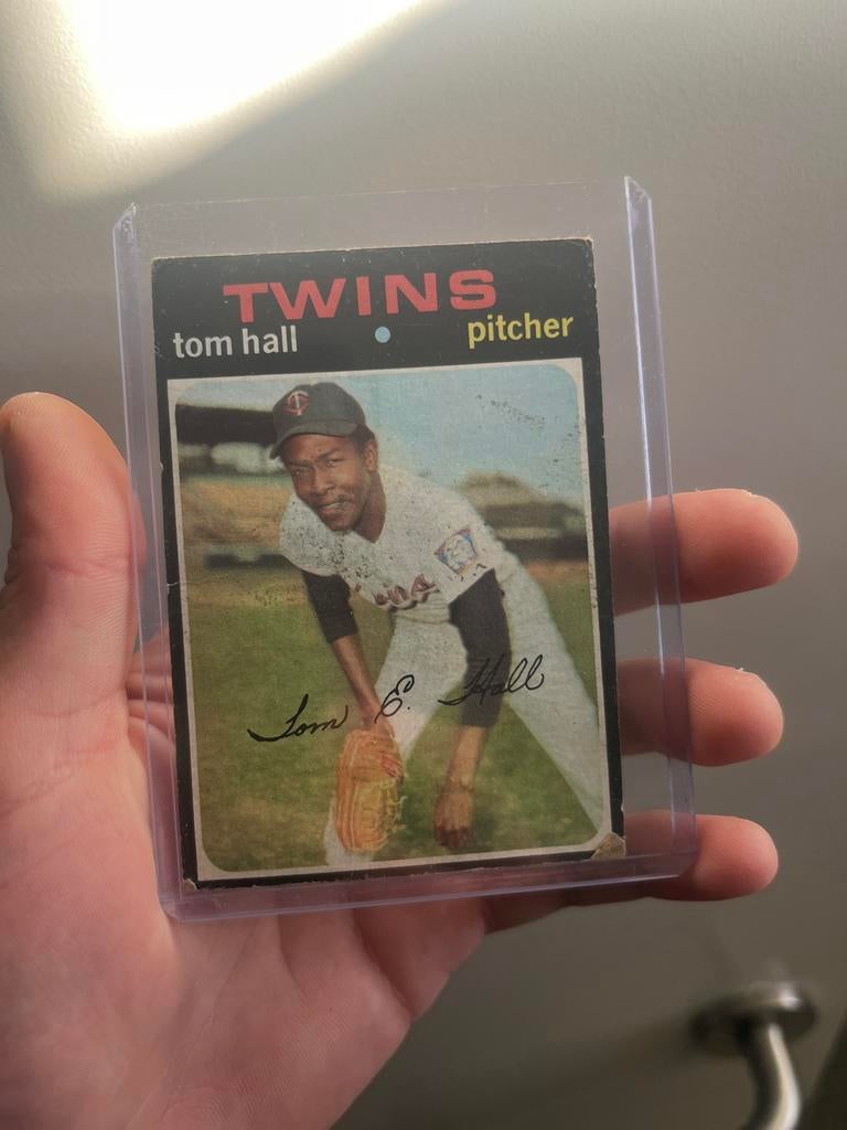 Vintage Honkbal Spelerskaart Tom Hall Twins Pitcher, Ophalen of Verzenden, Gebruikt, Overige sporten, Spelerskaart