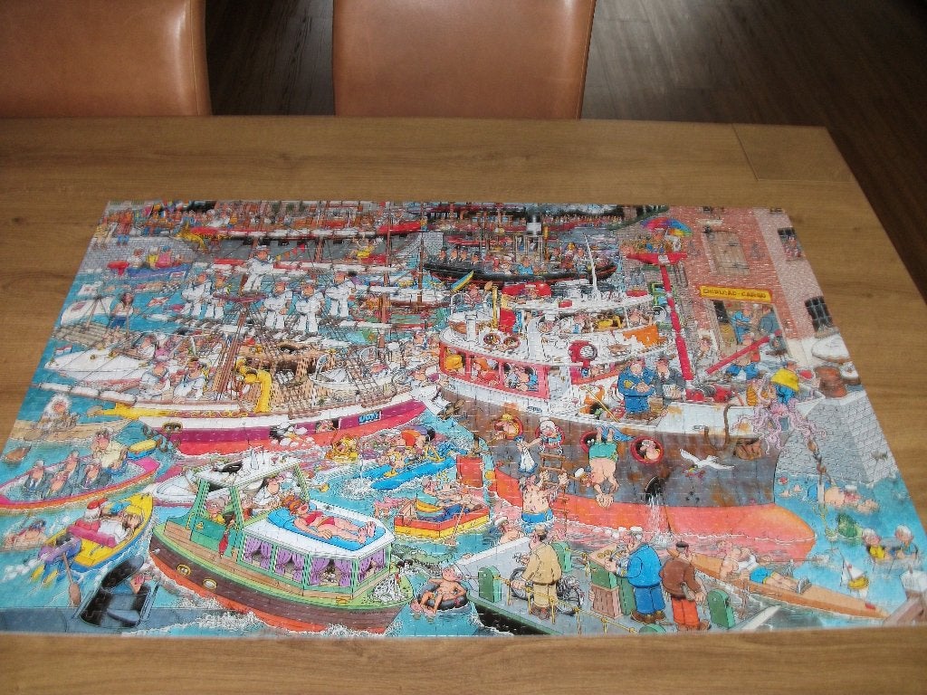 Jan van Haasteren De Haven  puzzel 1500 stukjes, Hobby en Vrije tijd, Ophalen of Verzenden, 500 t/m 1500 stukjes, Gebruikt, Legpuzzel