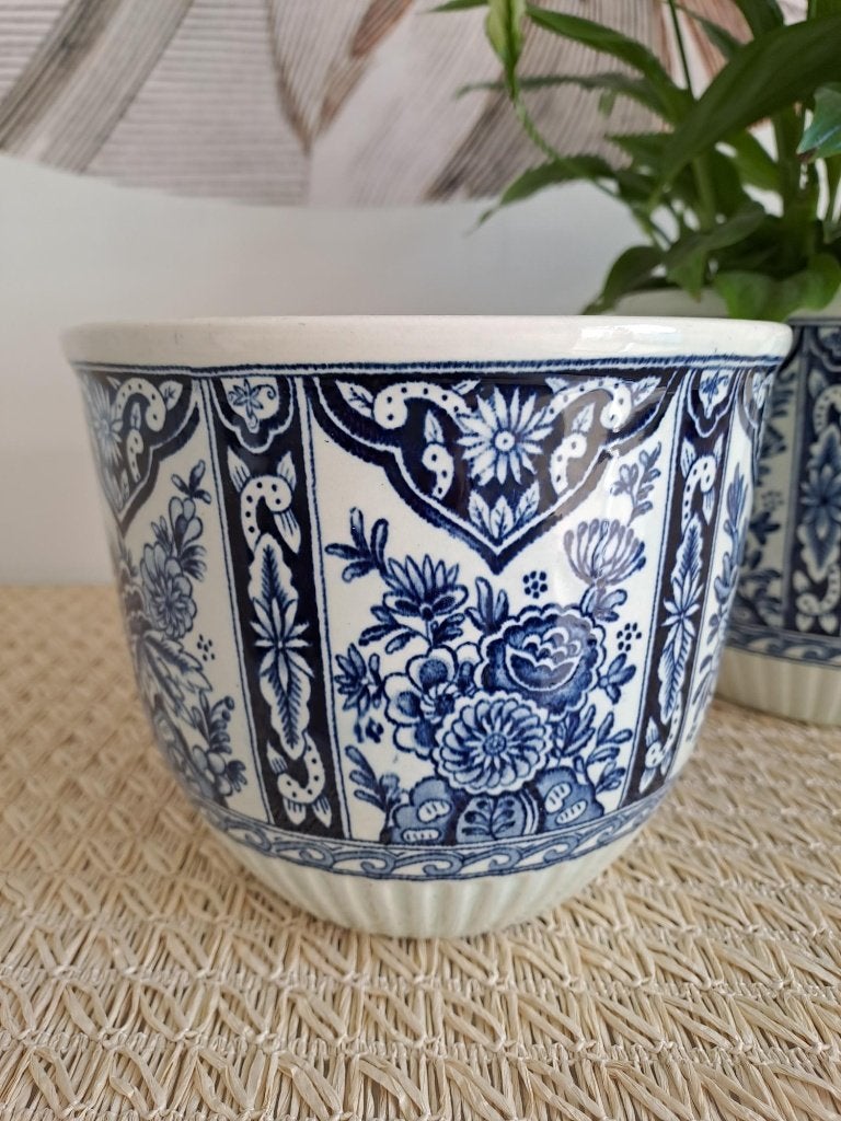 Vintage Boch Delfts blauwe bloempot 16 cm jaren 60, Ophalen of Verzenden