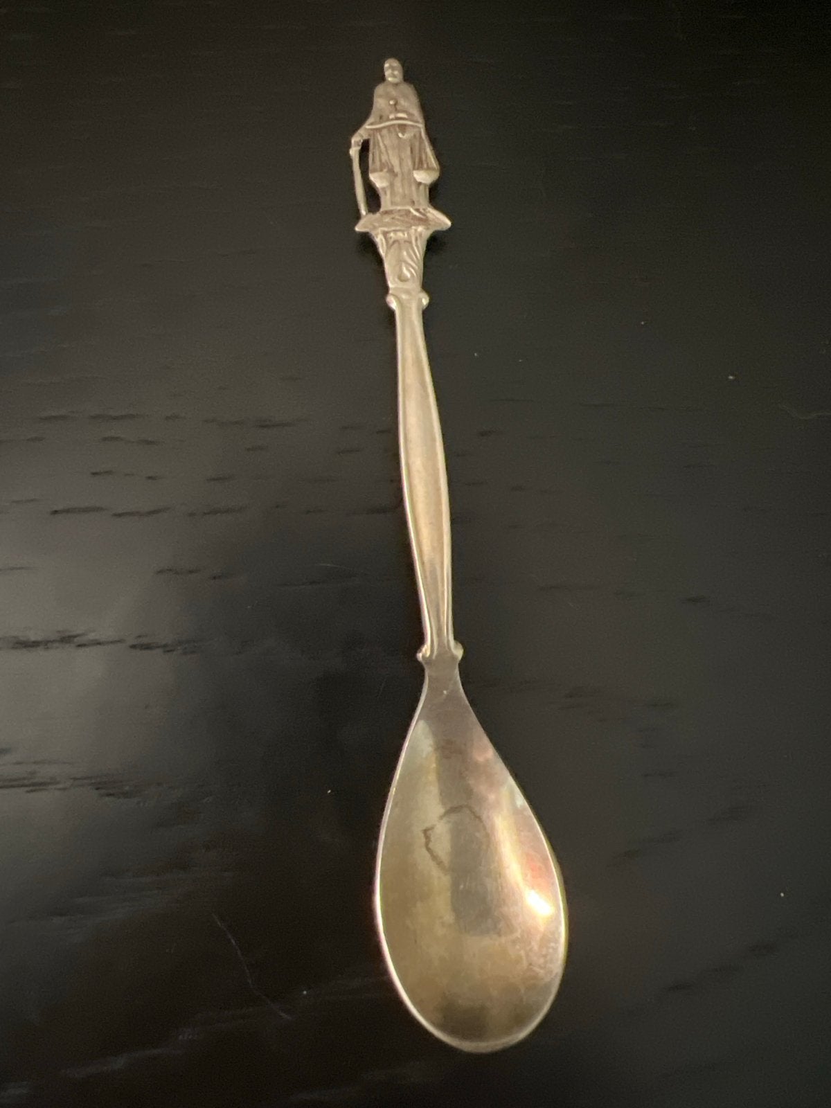 Antieke zilveren lepel met figuur, Antiek en Kunst, Ophalen of Verzenden