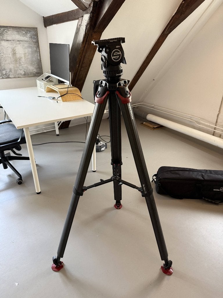 Sachtler System aktiv6 flowtech75 MS – Carbon videostatief, Audio, Tv en Foto, Fotografie | Statieven en Balhoofden, Ophalen, Driepoot