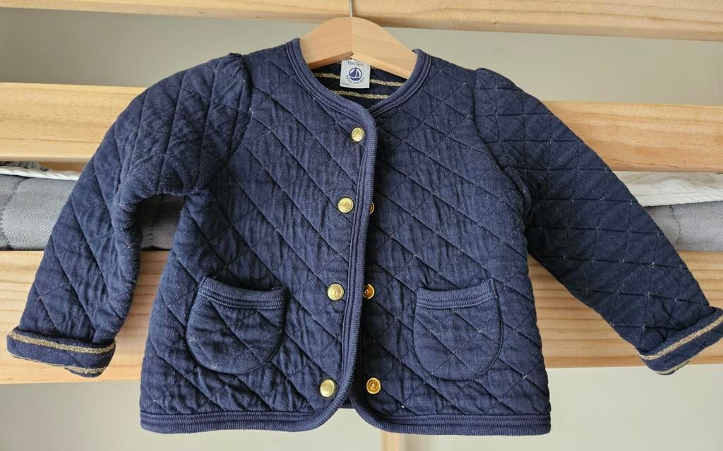 Petit Bateau marineblauw vestje/jasje met glitters, Ophalen of Verzenden, Gebruikt, Petit Bateau, Meisje