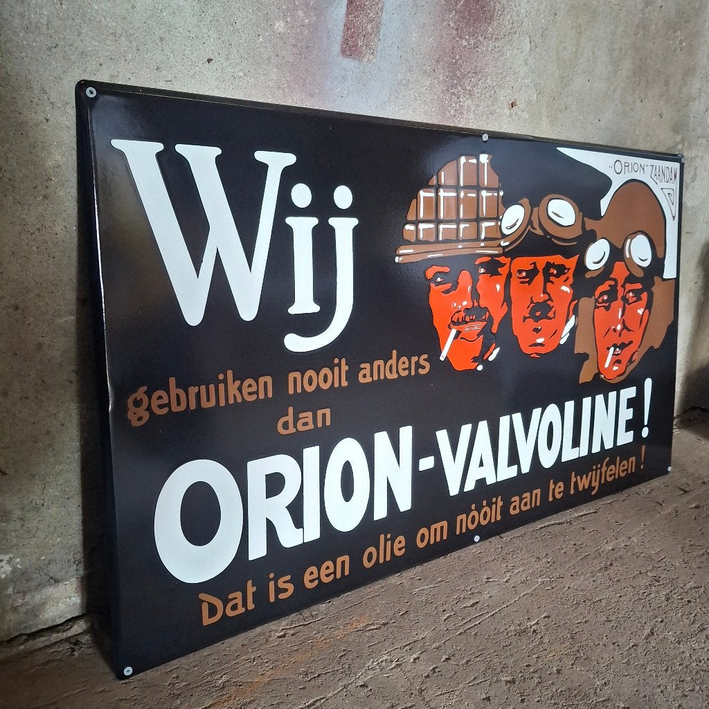 Orion Valvoline - Groot emaille reclamebord, Ophalen of Verzenden