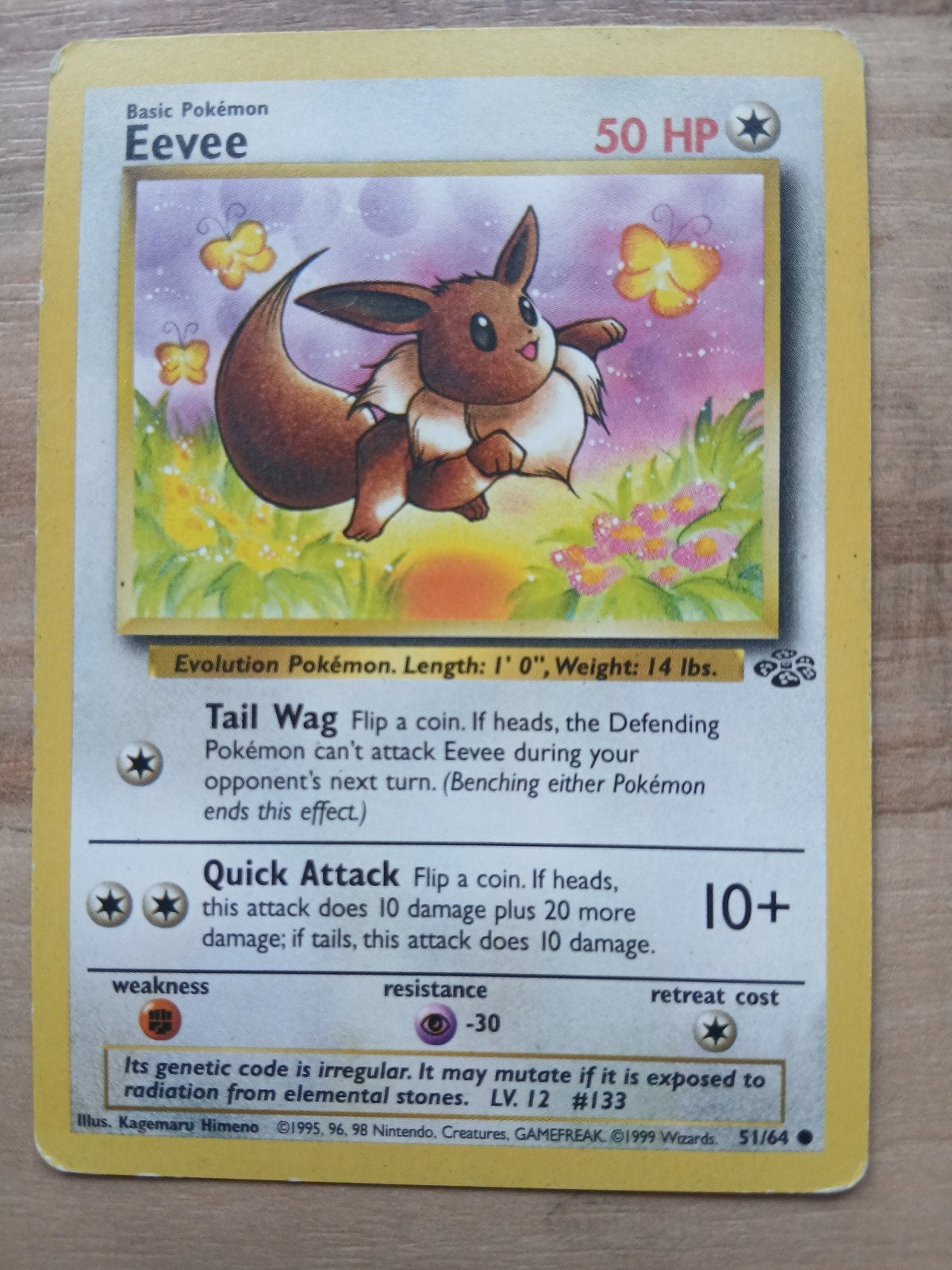 Pokémon Eevee Kaart 51/64 Jungle Set (1999 Wizards), Ophalen of Verzenden, Gebruikt, Losse kaart