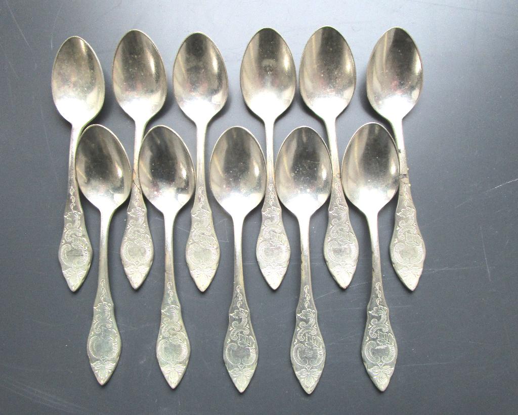 11 x Theelepel KELTUM 100 Biedermeier in mooie staat, Ophalen