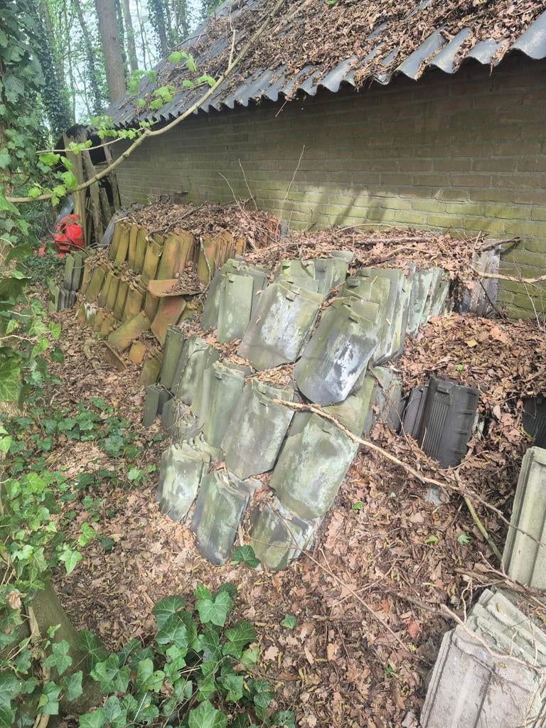 Honderden antieke handgemaakte dakpannen, Ophalen, Gebruikt, Steen of Klei, 15 m² of meer