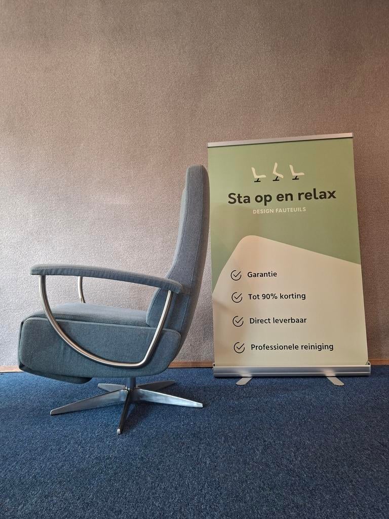 Handmatige relax fauteuil Gealux Blauwe zachte stof !, Minder dan 75 cm, Hoofdstraat 60 Schijndel, Ophalen of Verzenden, Staopenrelax@gmail.com