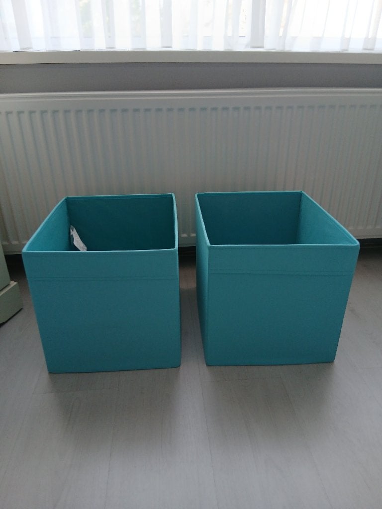 Opbergbak, 2 stuks  Turquoise  33x38x33 cm Ikea, Ophalen, Gebruikt, Rond, Riet