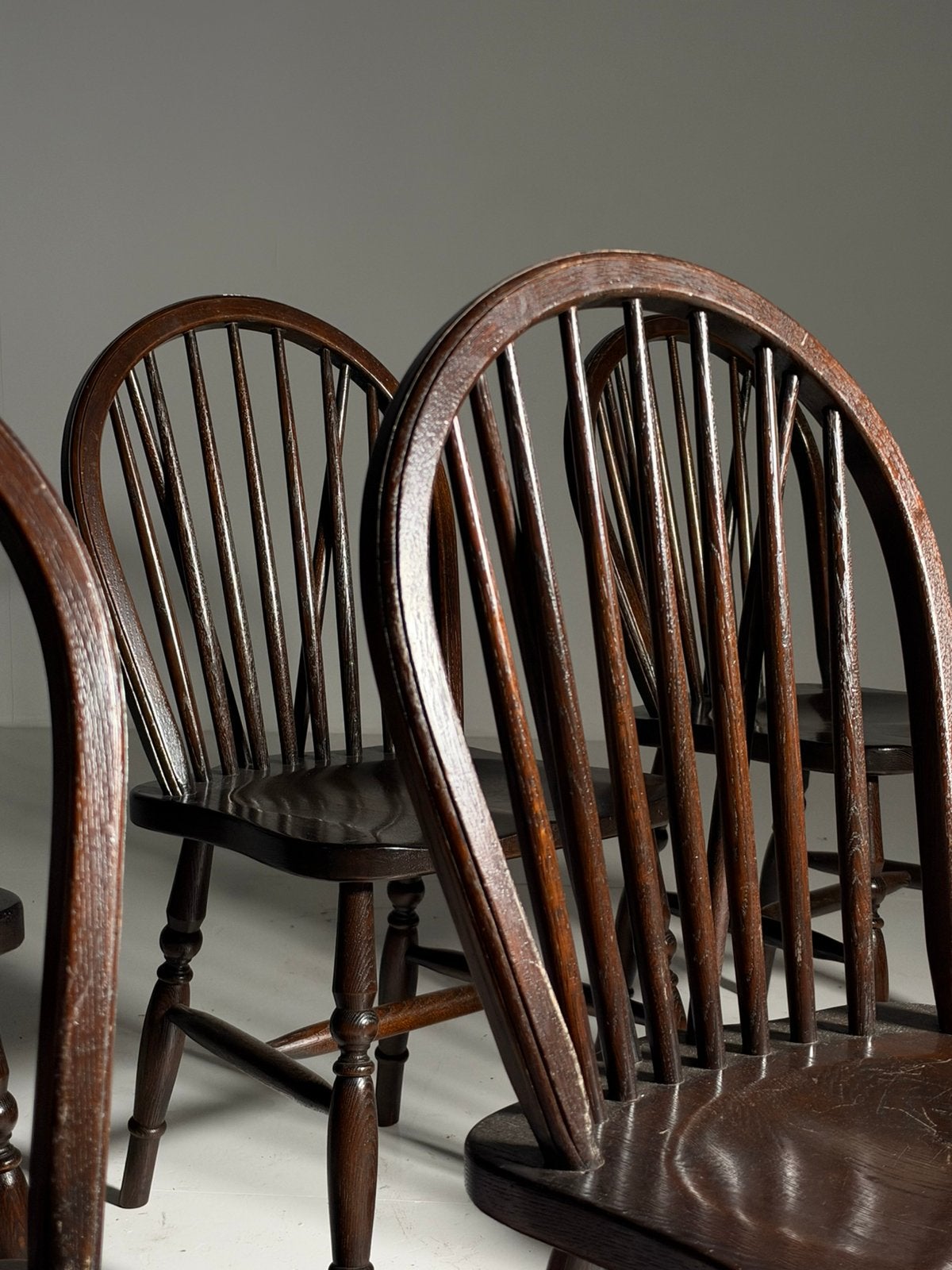 Set van 6 Engelse Windsor stoelen, Bruin, Ophalen of Verzenden, Vijf, Zes of meer stoelen, A
