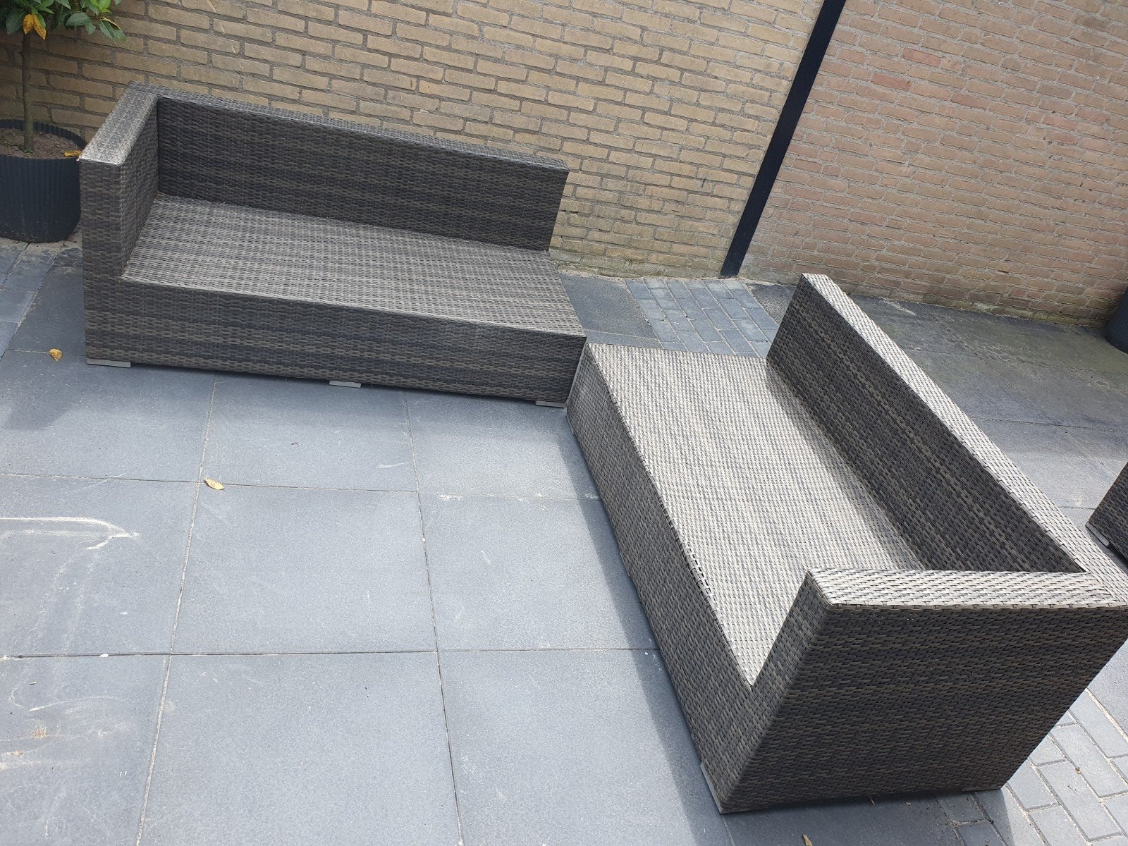 Wicker loungeset banken (155x80 cm) - Pure Collection, Tuin en Terras, Ophalen, 4 zitplaatsen, Gebruikt, Loungeset