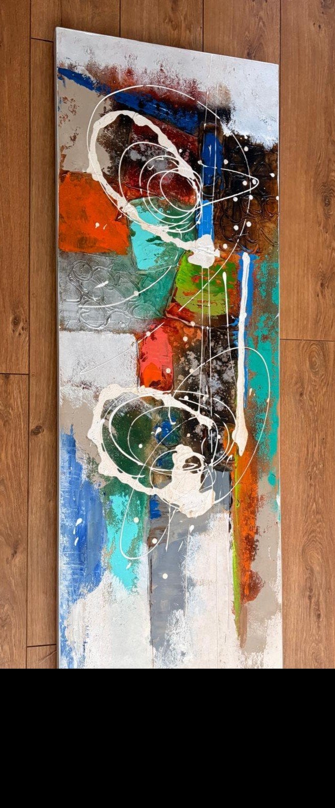 Abstract Schilderij - Moderne Kunst op Canvas, Antiek en Kunst, Abstract, Acrylverf, Handgeschilderd, Ophalen of Verzenden