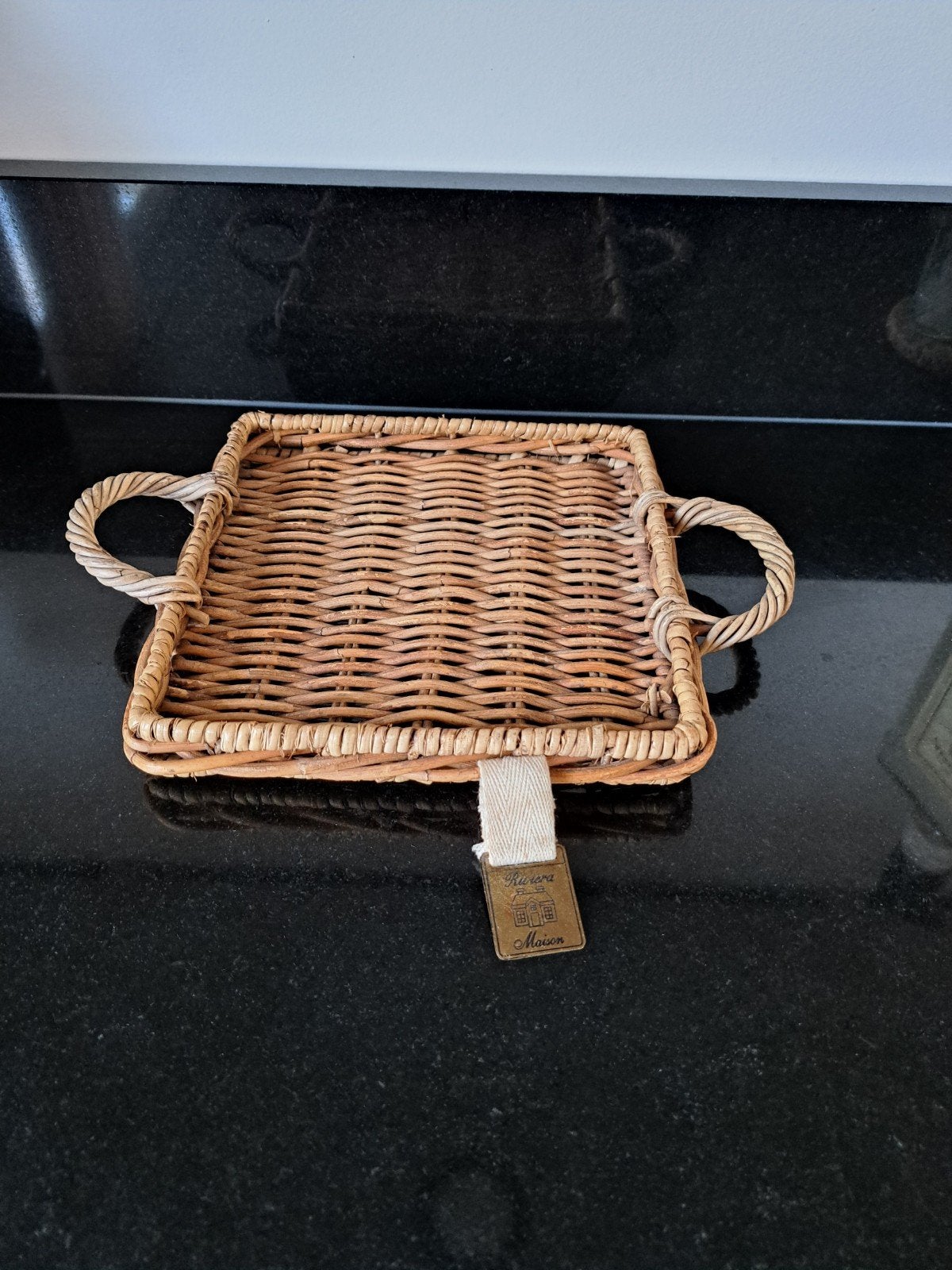 Riviera Maison Rustic Rattan Mini Dienblad Vierkant, Ophalen of Verzenden, Zo goed als nieuw, Overige materialen