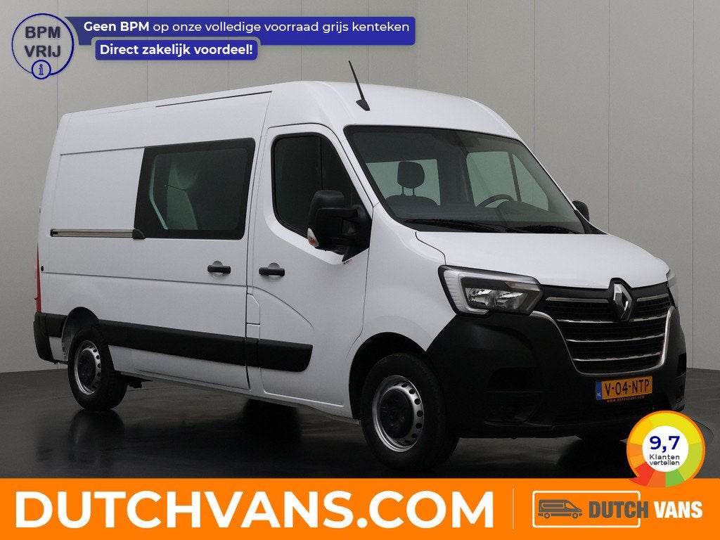Renault Master 2.3DCi 150PK L2H2 Dubbele Cabine | 7-Persoons, Auto's, Bestelauto's, Voorwielaandrijving, Stof, Gebruikt, Euro 6