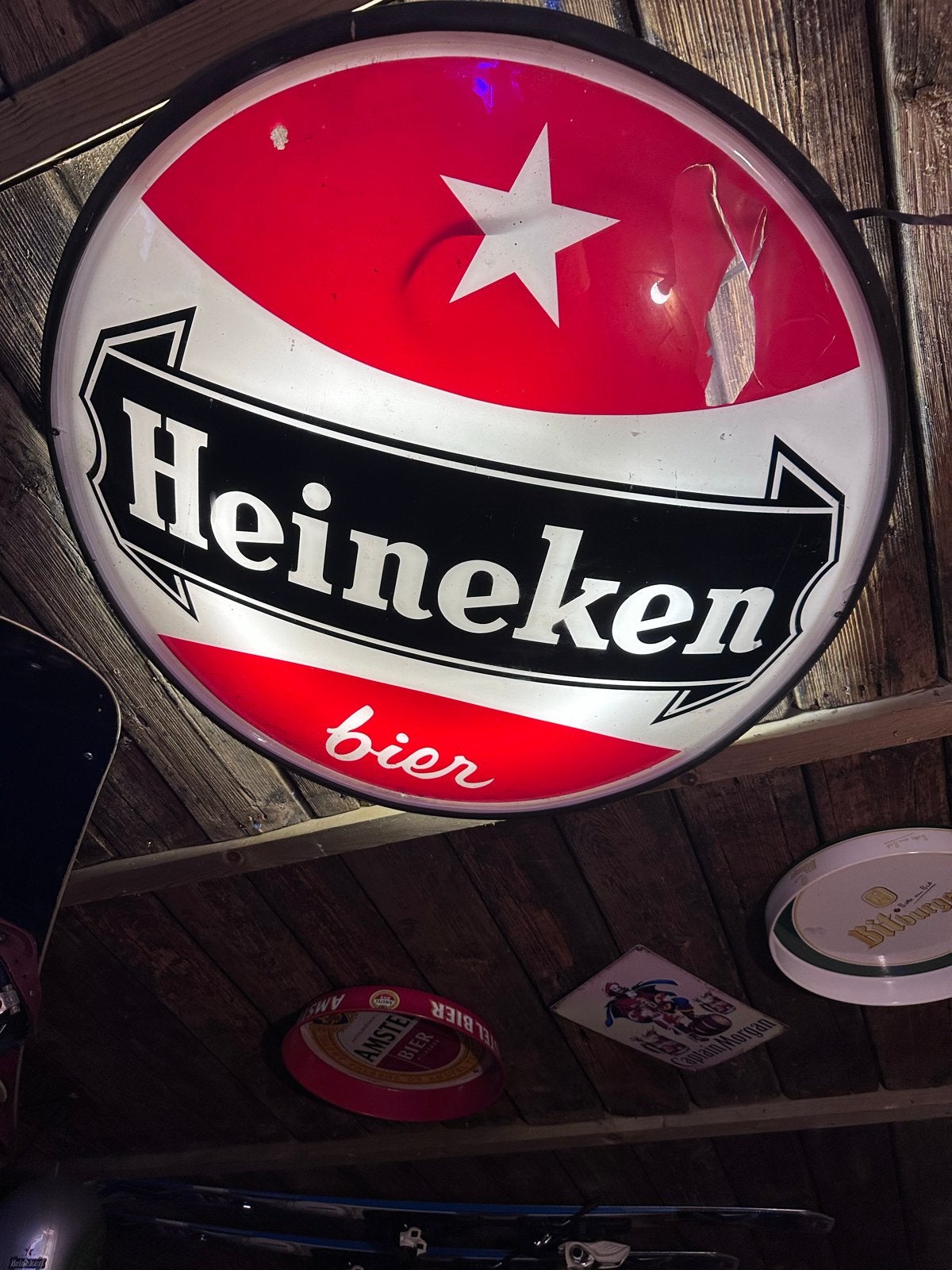 Heineken Bier Reclamebord Verlichting Jaren 70, Ophalen, Gebruikt