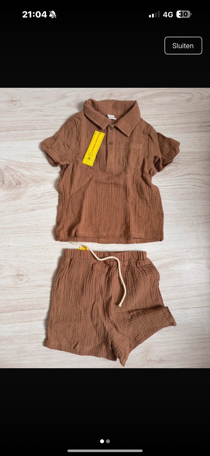 Nieuw kort bruin setje met kaartjes maat 18-24 maanden, Kinderen en Baby's, Babykleding | Maat 86, Ophalen of Verzenden, Nieuw
