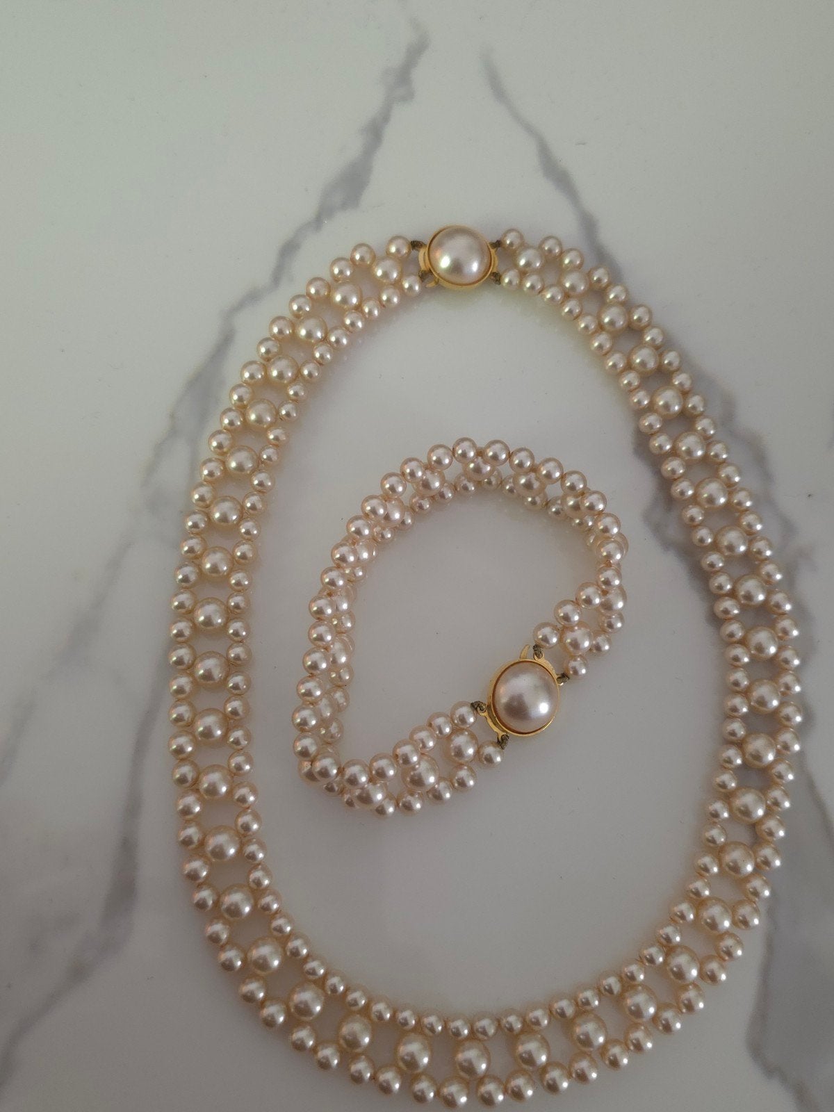 Faux pareltjes set, Sieraden, Tassen en Uiterlijk, Antieke sieraden, Ophalen of Verzenden, Overige materialen