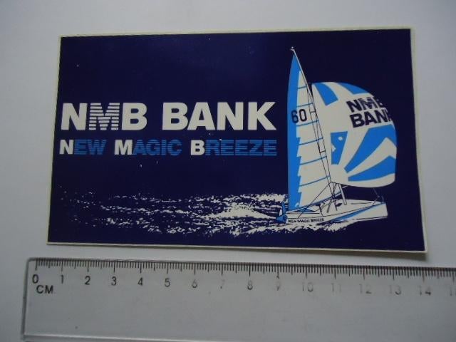 sticker oud NMB BANK New Magic Breeze schip sailing zeilen, Verzamelen, Verzenden, Zo goed als nieuw, Bedrijf of Vereniging