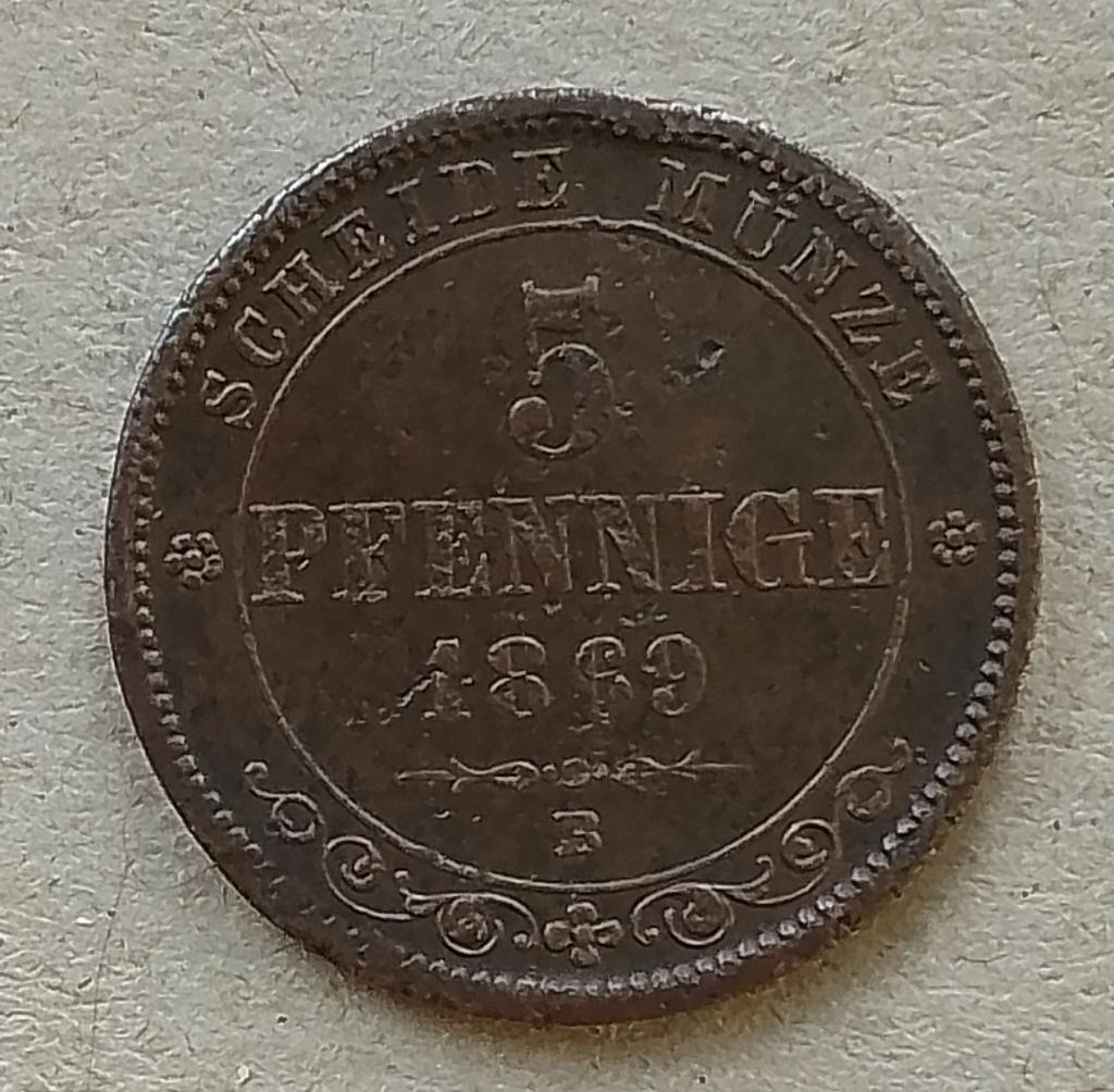 Duitsland, Sachsen 5 pfennige 1869 B, Ophalen of Verzenden, Duitsland, Losse munt