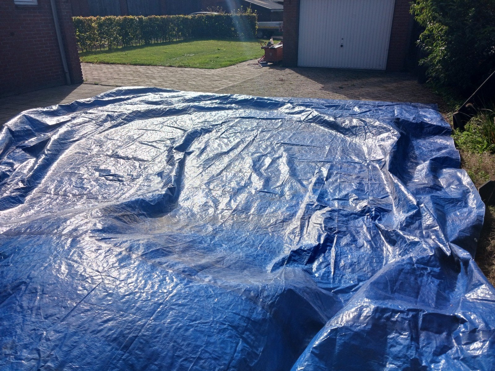 Afdekzeil 6 x 8 meter - Blauw, gebruikt, Ophalen, Gebruikt, 15 m² of meer, Zeil