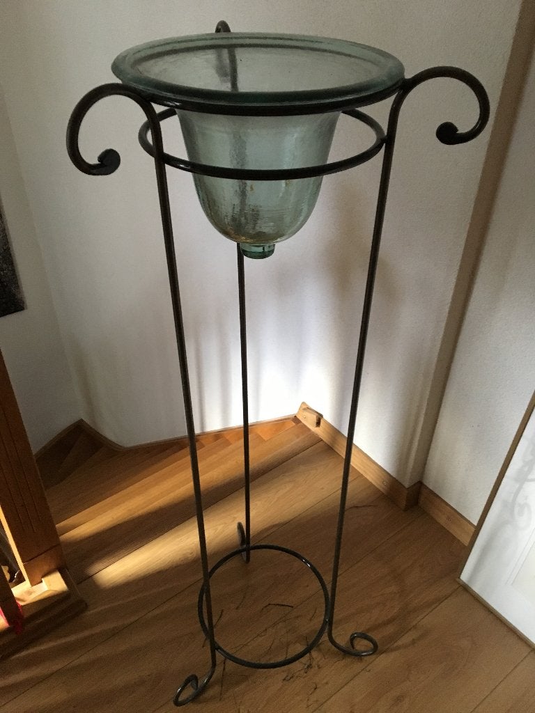 Standaard met vaas, Gebruikt, Zwart, Ophalen of Verzenden, Glas