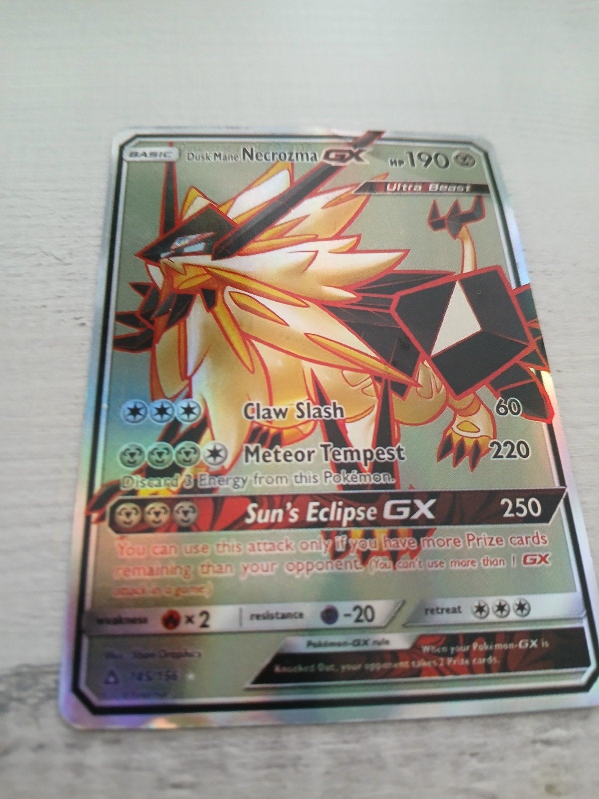 Dusk Mane Necrozma GX Pokémon Kaart, Ophalen of Verzenden, Gebruikt, Losse kaart, Foil