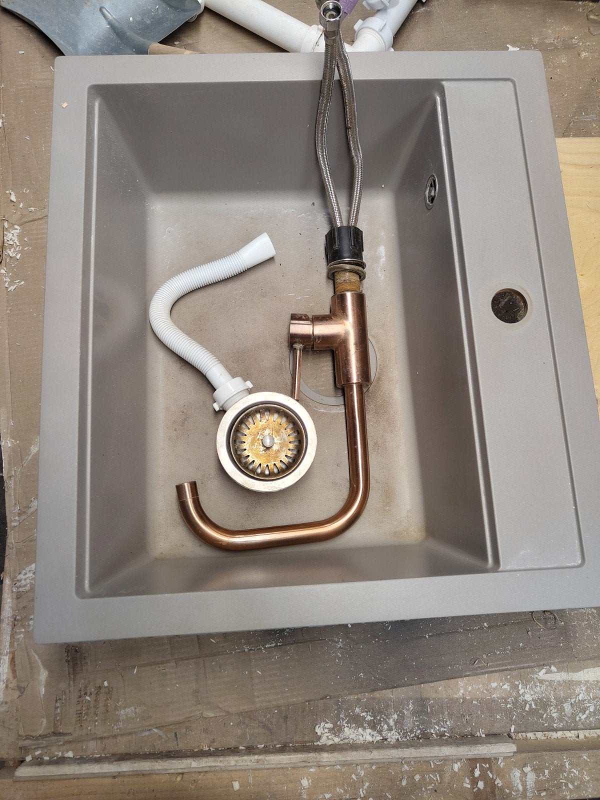 Gebruikte keuken wasbak met kraan en aansluitset, Ophalen, Steen/keramiek, Grijs, Overige merken