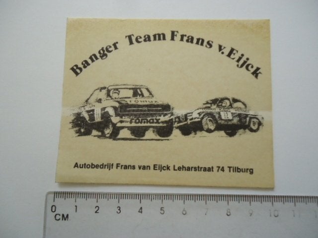 sticker oud Frans v EIJCK race Saab ford escort romax auto, Verzamelen, Stickers, Zo goed als nieuw, Bedrijf of Vereniging, Verzenden