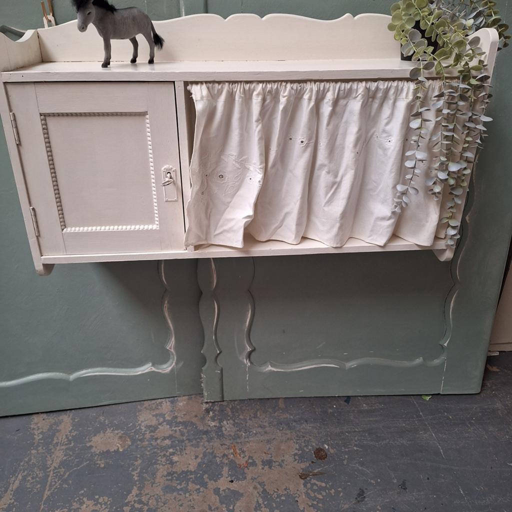 Lief brocante bijbelkastje - Wandkastje met gordijntje, Ophalen