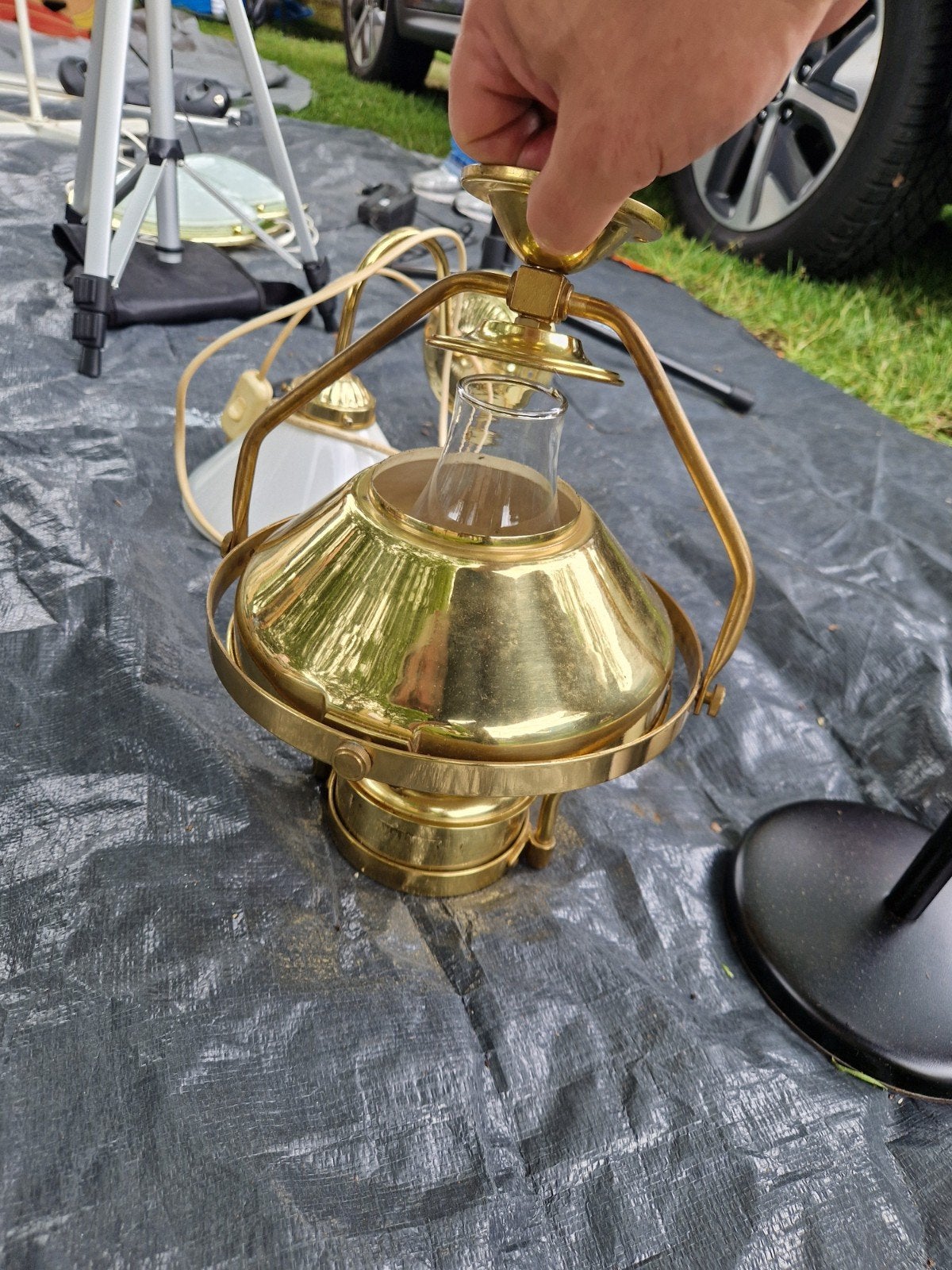 Vintage Messing Scheepslamp - Maritieme Hanglamp, Huis en Inrichting, Kasten | Televisiemeubels, Ophalen, Minder dan 50 cm, Gebruikt