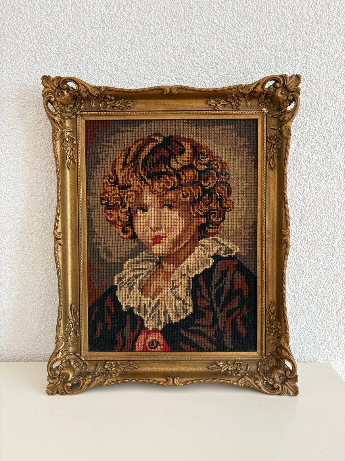 Geborduurd schilderij in stijl van Rembrandt - Portret, Portret of Personen, Ophalen of Verzenden, Klassiek, Ingelijst