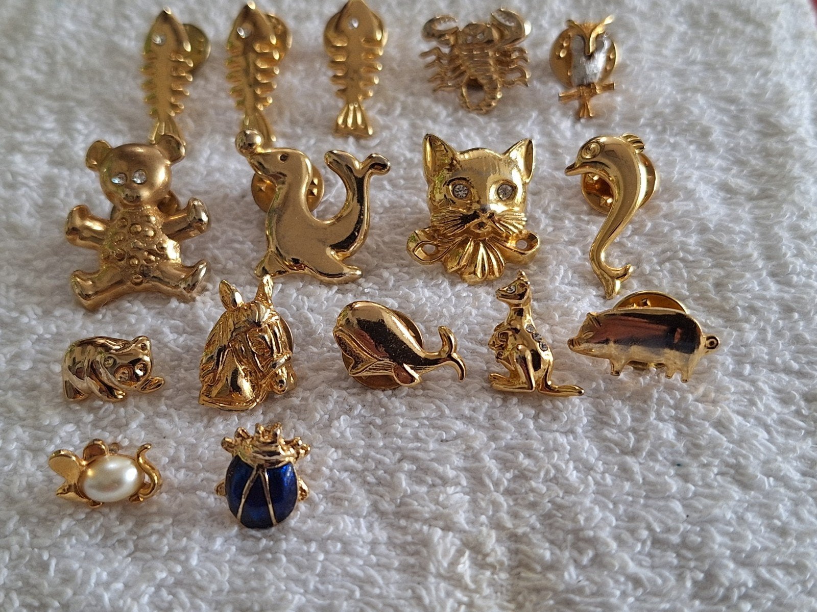 Dieren pins ,verguld, zeer fraai. Bijoux pins, zie tekst, Overige merken, Overige materialen, Verzenden, Zo goed als nieuw