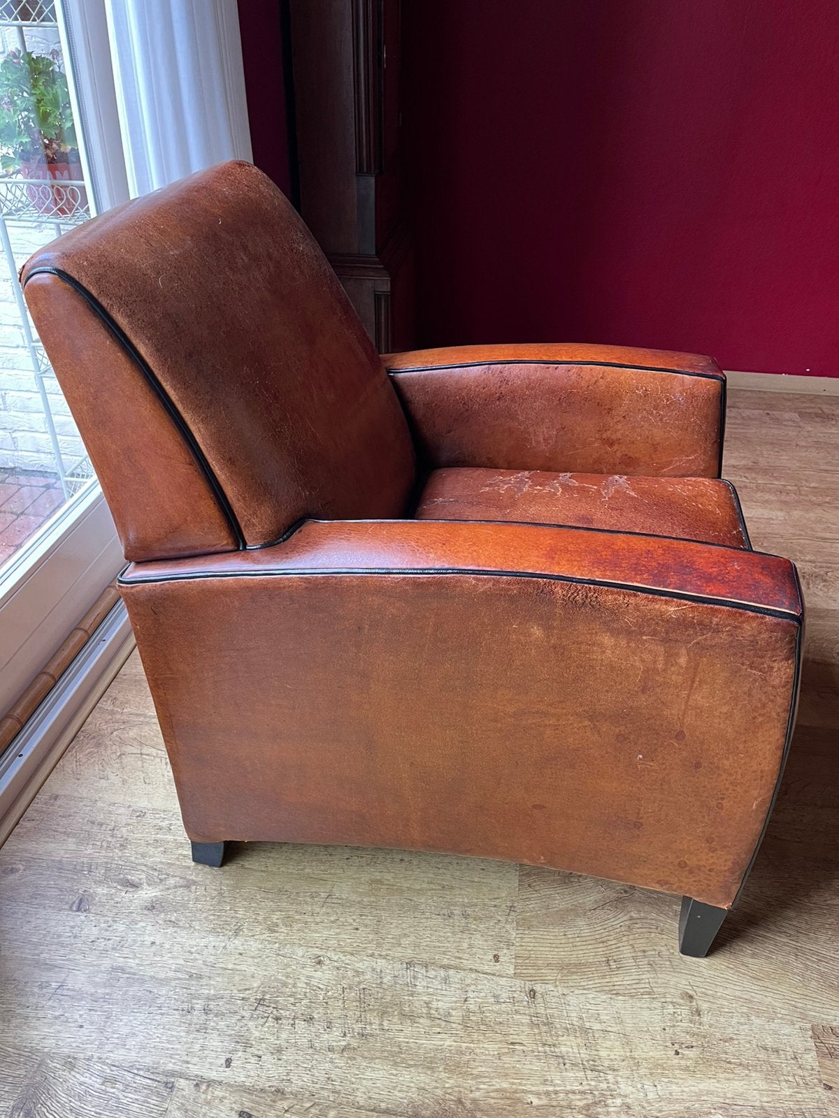 Fauteuil schapenleer, Ophalen, Gebruikt, Stijlvol klassiek, 50 tot 75 cm