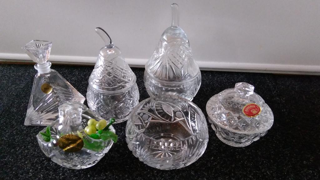 Diverse kristallen schaaltjes, karaffen en asbak € 7,50 p.s, Antiek en Kunst, Antiek | Glas en Kristal, Ophalen