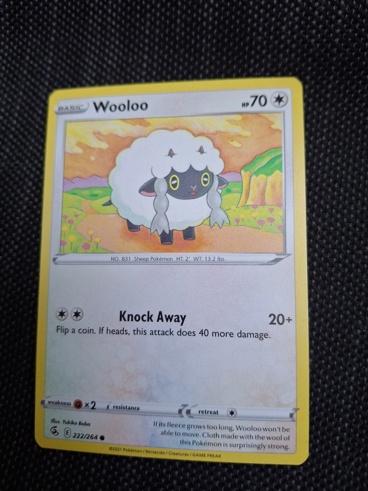 Pokémon Kaart Wooloo 222/264 Fusion Strike, Ophalen of Verzenden, Zo goed als nieuw, Losse kaart