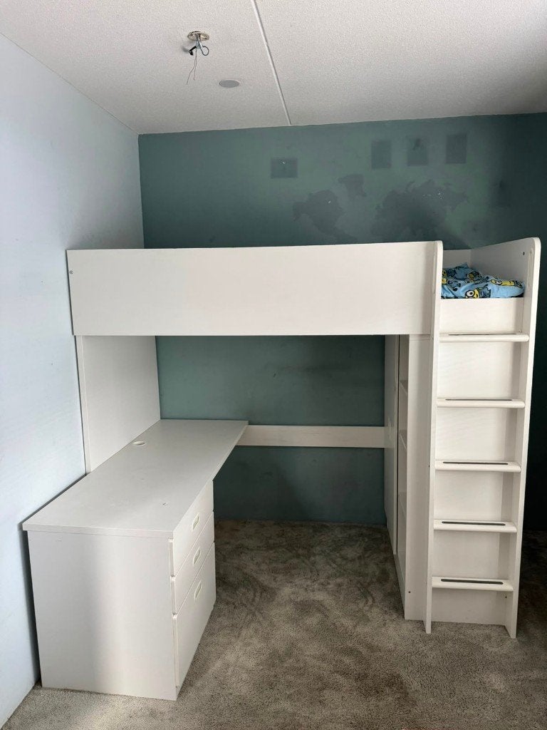 IKEA SMÅSTAD hoogslaper met bureau, kast en lades, Ophalen, Gebruikt, Eenpersoons, 200 cm