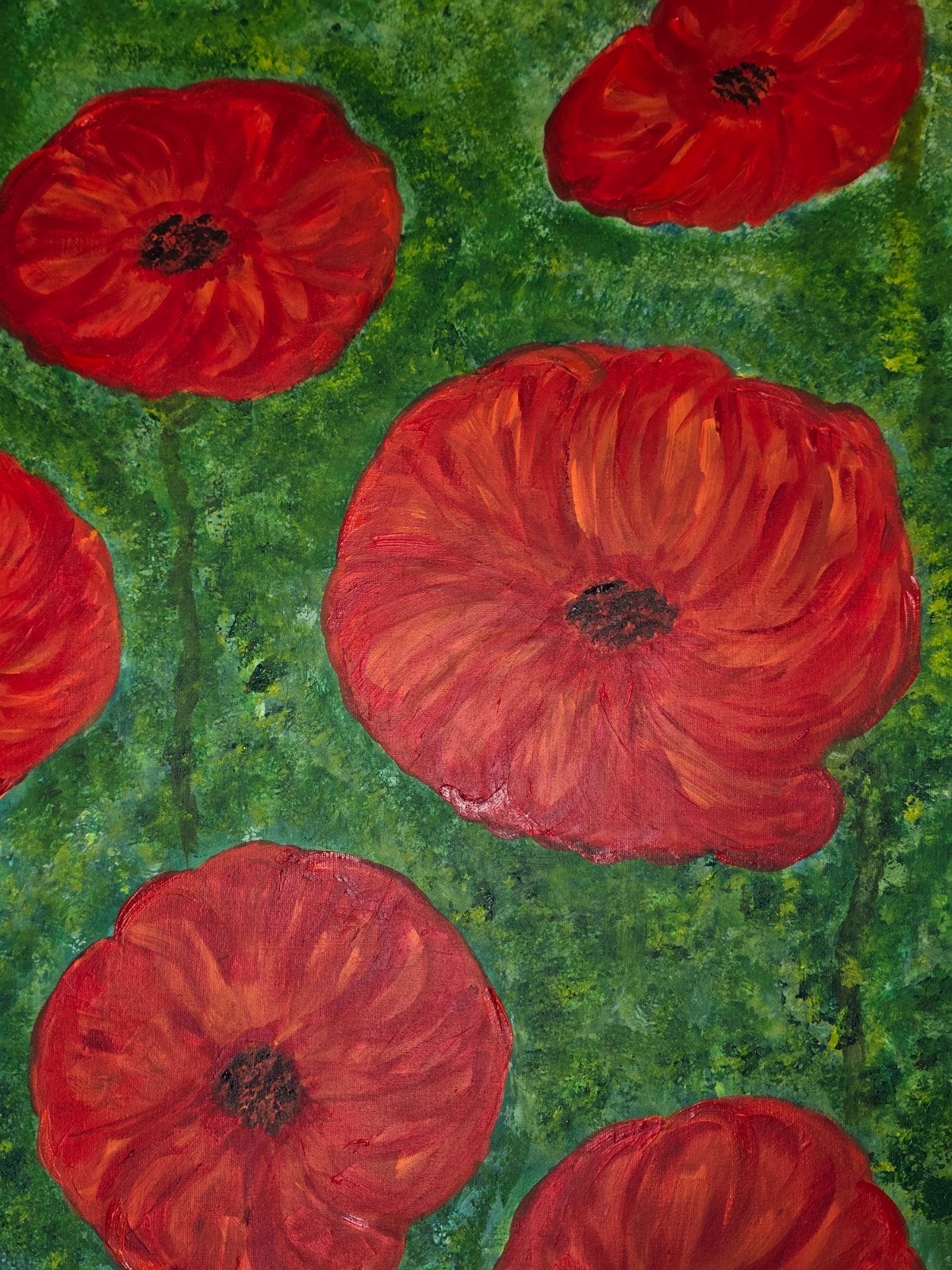 Schilderij met klaprozen, Hobby en Vrije tijd, Stoffen en Lappen, Ophalen, Nieuw, 30 tot 120 cm, Linnen
