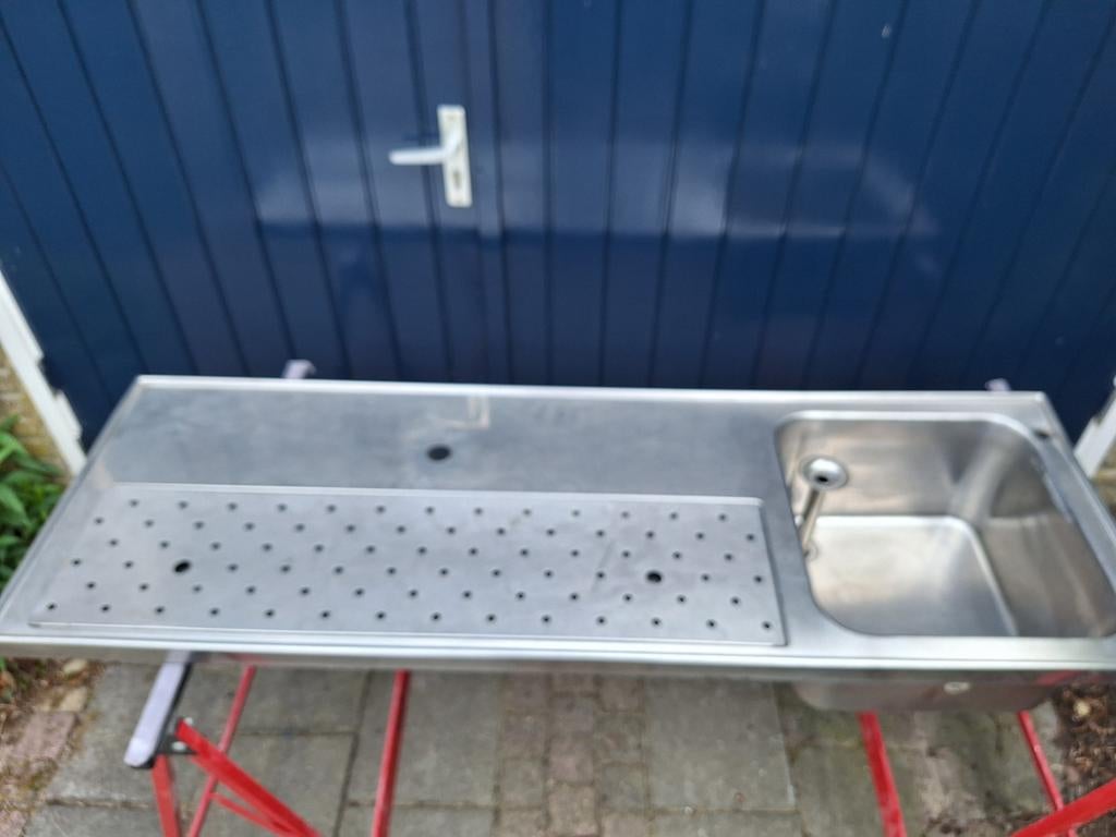 RVS lekblad met spoelbak 150x50 tapblad biertap mancave bar, Ophalen, Overige merken