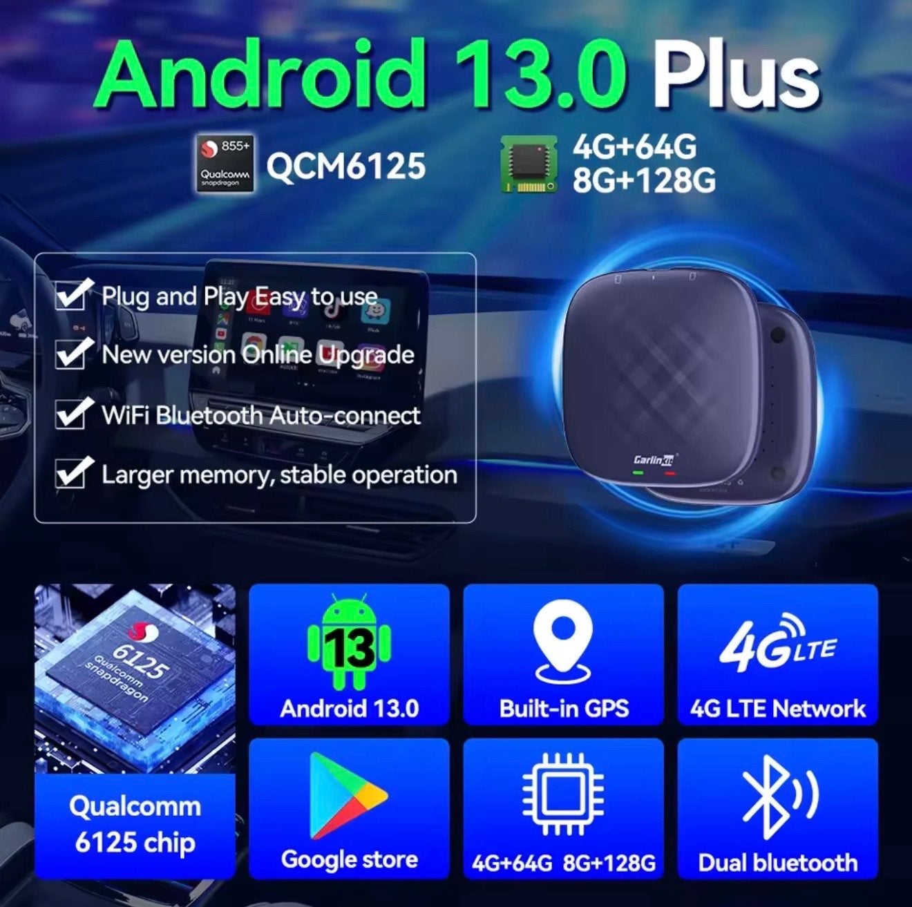 CarlinKit Ai Box Android 13.0 CarPlay Android Auto, Auto diversen, Ophalen, Nieuw