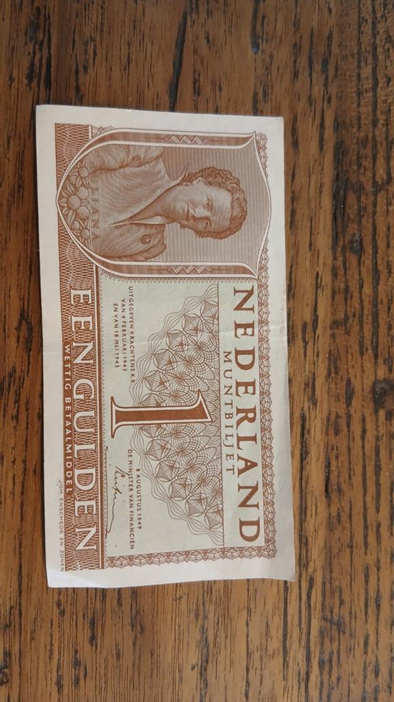 Nederlands Muntbiljet 1 Gulden 1949, Postzegels en Munten, Ophalen of Verzenden
